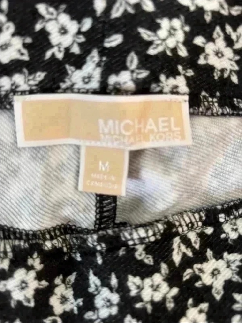 Michael Kors Black and White Floral Knit Skirt